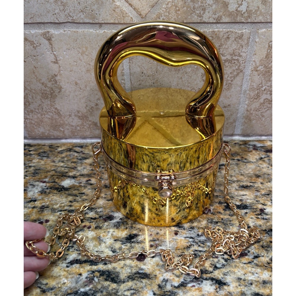 Haute Sauce The Caldera Gloss Bucket Bag - California Gold Acrylic Drum Clutch